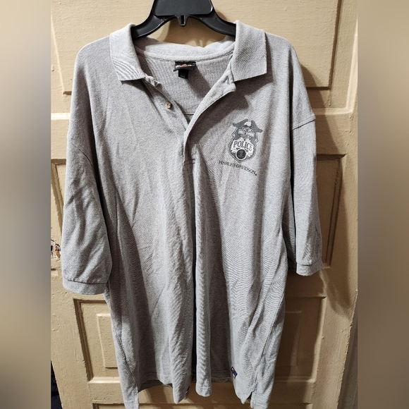 Harley-Davidson Police Motorcycle Collared Short Sleeve Polo Button Up - Picture 1 of 6